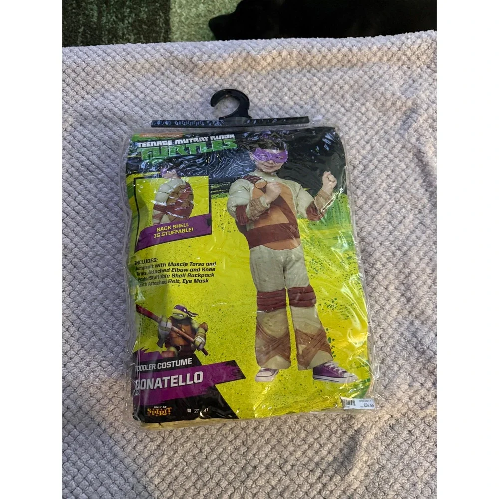 Spirit Halloween TMNT Donatello Toddler Costume Muscle Jumpsuit Mask Shell 2T-4T